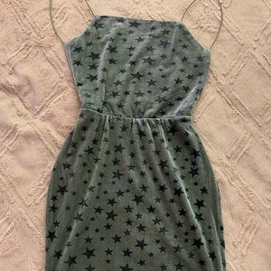 Revolve grey suede w/ stars backless mini dress